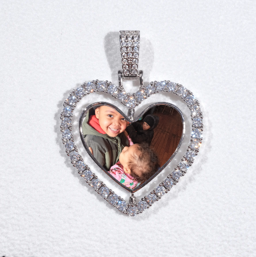 3D Spinning 2-Faced Heart Custom Picture Pendant