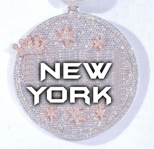 CUSTOM LETTER NECKLACE 3D BIG CROWN DISC