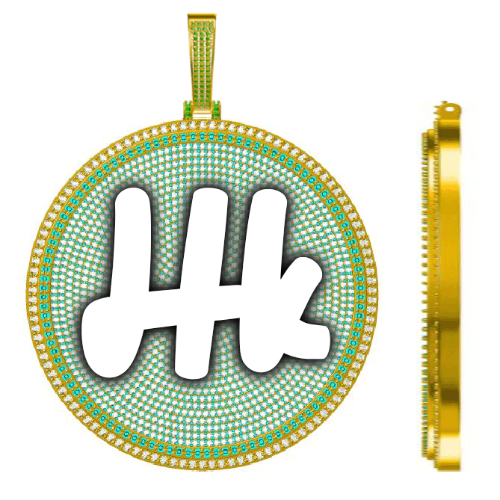 CUSTOM LETTER NECKLACE 3D BIG DISC