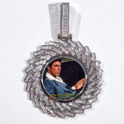 Large 3D Baguette Custom Picture Pendant