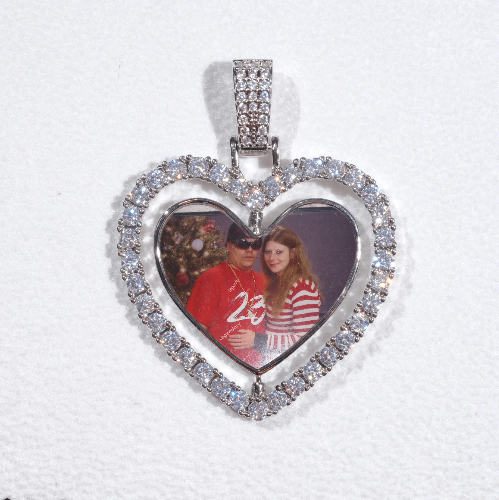 3D Spinning 2-Faced Heart Custom Picture Pendant