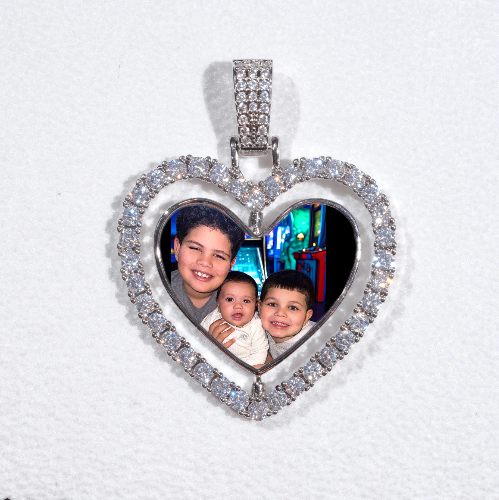 3D Spinning 2-Faced Heart Custom Picture Pendant
