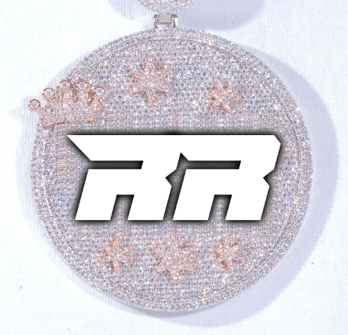 CUSTOM LETTER NECKLACE 3D BIG CROWN DISC