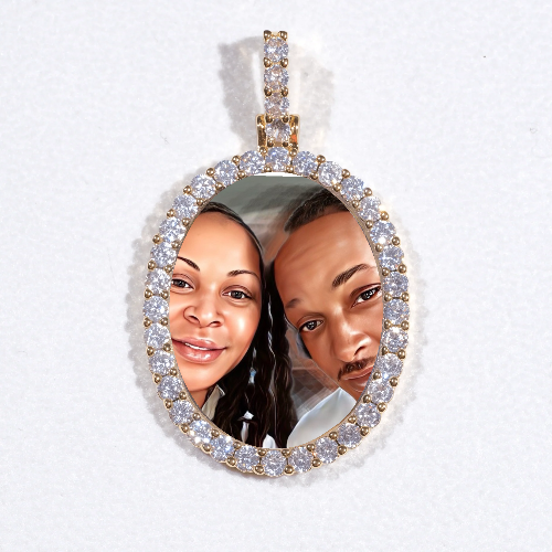 3D Oval Custom Picture Pendant