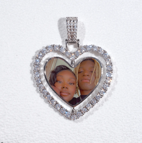 3D Spinning 2-Faced Heart Custom Picture Pendant