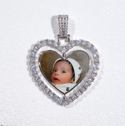 3D Spinning 2-Faced Heart Custom Picture Pendant