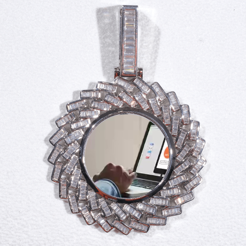 Large 3D Baguette Custom Picture Pendant