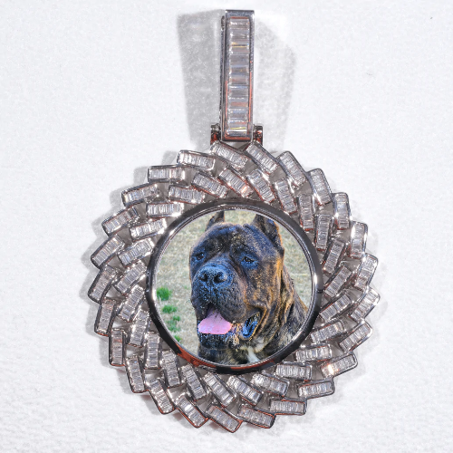 Large 3D Baguette Custom Picture Pendant