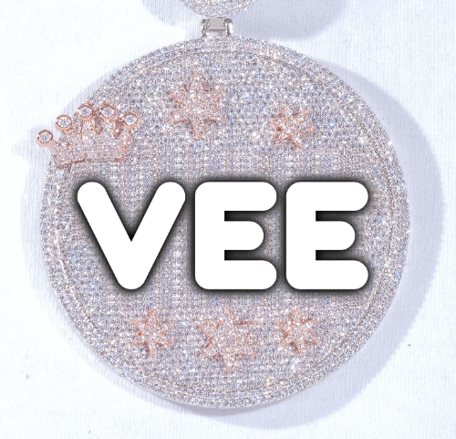 CUSTOM LETTER NECKLACE 3D BIG CROWN DISC