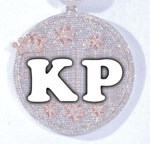 CUSTOM LETTER NECKLACE 3D BIG CROWN DISC