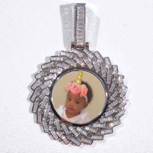 Large 3D Baguette Custom Picture Pendant