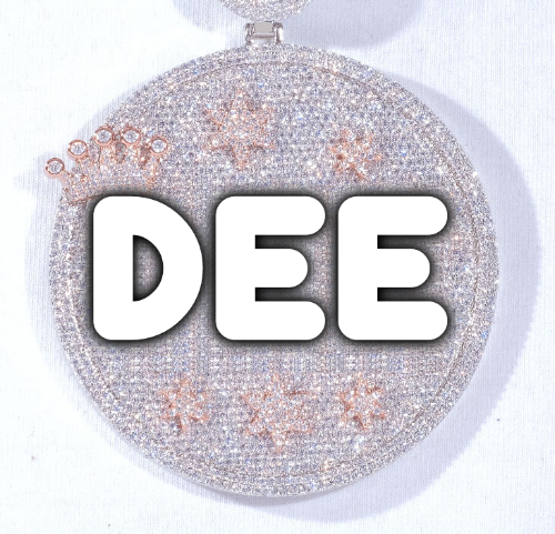 CUSTOM LETTER NECKLACE 3D BIG CROWN DISC