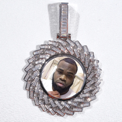 Large 3D Baguette Custom Picture Pendant