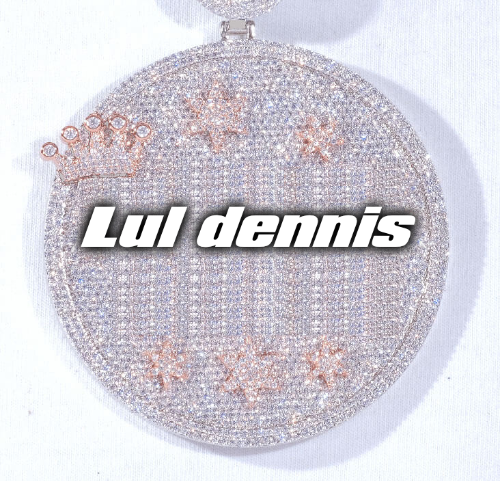 CUSTOM LETTER NECKLACE 3D BIG CROWN DISC