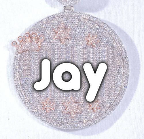 CUSTOM LETTER NECKLACE 3D BIG CROWN DISC