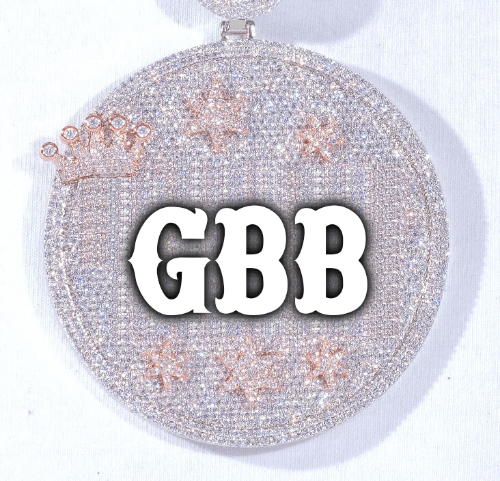 CUSTOM LETTER NECKLACE 3D BIG CROWN DISC