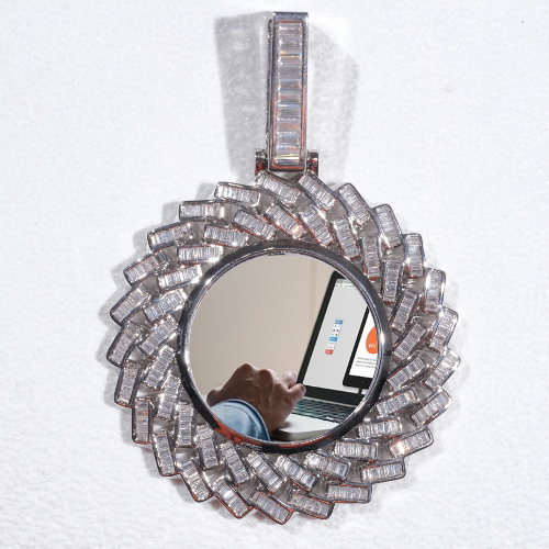 Large 3D Baguette Custom Picture Pendant