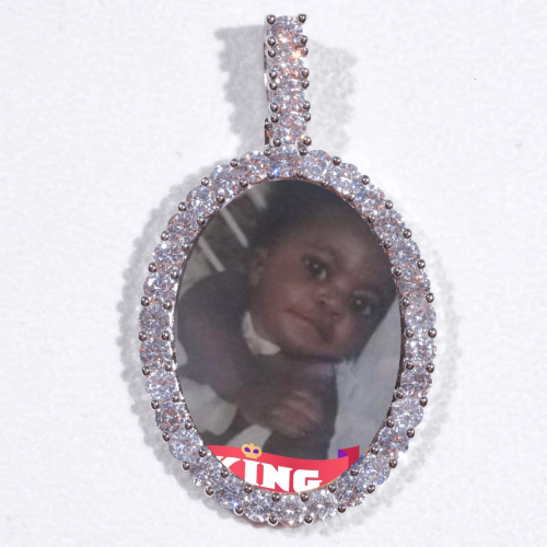 Large 3D Oval Custom Picture Pendant
