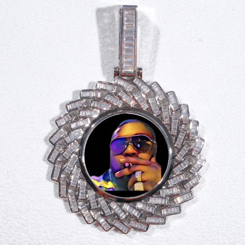 Large 3D Baguette Custom Picture Pendant