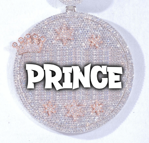 CUSTOM LETTER NECKLACE 3D BIG CROWN DISC