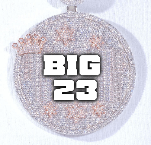 CUSTOM LETTER NECKLACE 3D BIG CROWN DISC