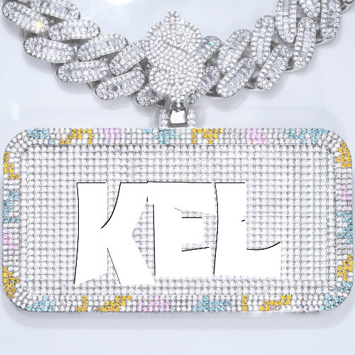 CUSTOM LETTER NECKLACE 3D COLORFUL SQUARE