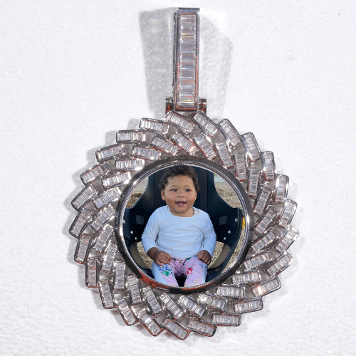 Large 3D Baguette Custom Picture Pendant