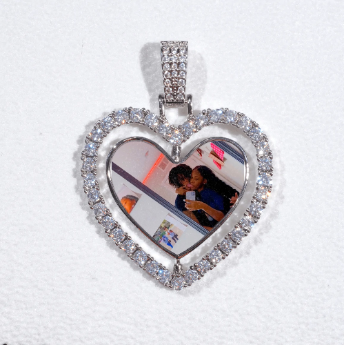 3D Spinning 2-Faced Heart Custom Picture Pendant