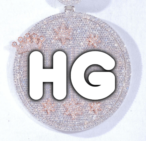 CUSTOM LETTER NECKLACE 3D BIG CROWN DISC