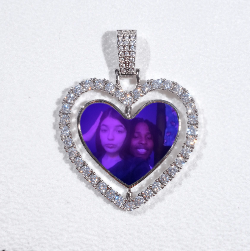 3D Spinning 2-Faced Heart Custom Picture Pendant