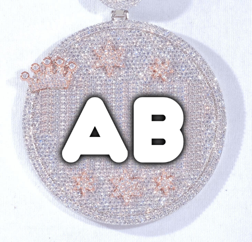CUSTOM LETTER NECKLACE 3D BIG CROWN DISC