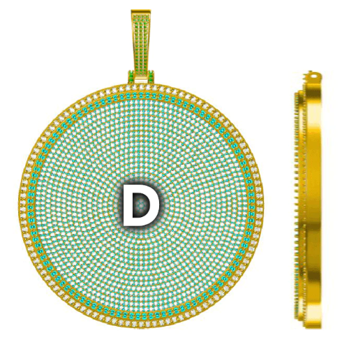 CUSTOM LETTER NECKLACE 3D BIG DISC