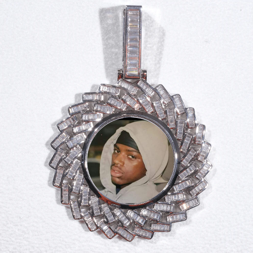 Large 3D Baguette Custom Picture Pendant