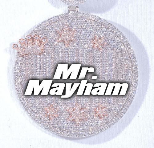 CUSTOM LETTER NECKLACE 3D BIG CROWN DISC
