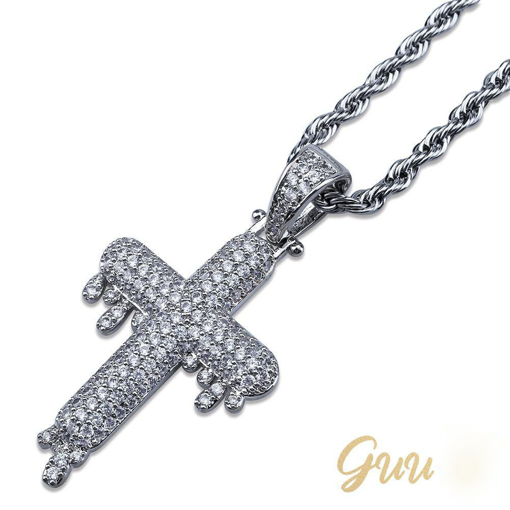 18K Gold-Plated Micro-inlay CZ Cross Necklace - The GUU Shop