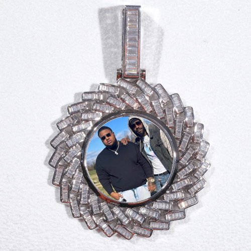 Large 3D Baguette Custom Picture Pendant