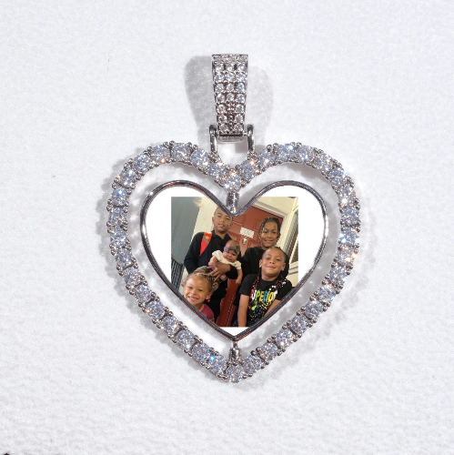 3D Spinning 2-Faced Heart Custom Picture Pendant
