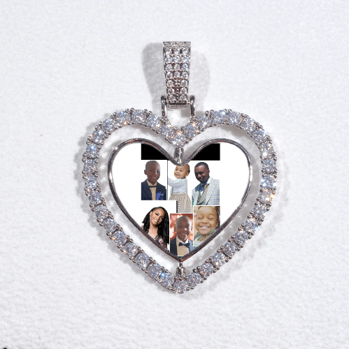 3D Spinning 2-Faced Heart Custom Picture Pendant