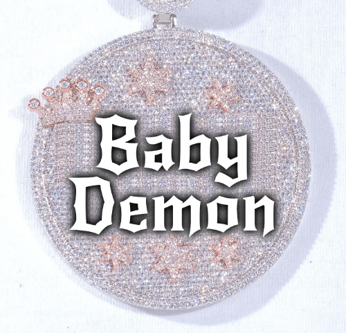 CUSTOM LETTER NECKLACE 3D BIG CROWN DISC