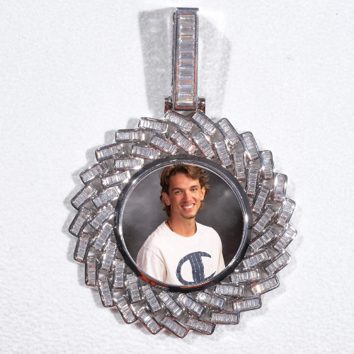 Large 3D Baguette Custom Picture Pendant