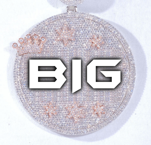 CUSTOM LETTER NECKLACE 3D BIG CROWN DISC
