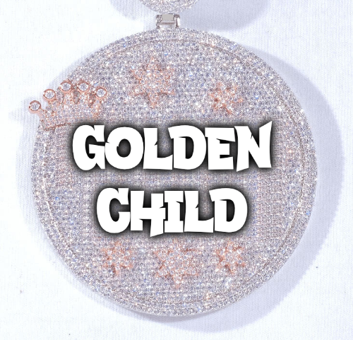CUSTOM LETTER NECKLACE 3D BIG CROWN DISC