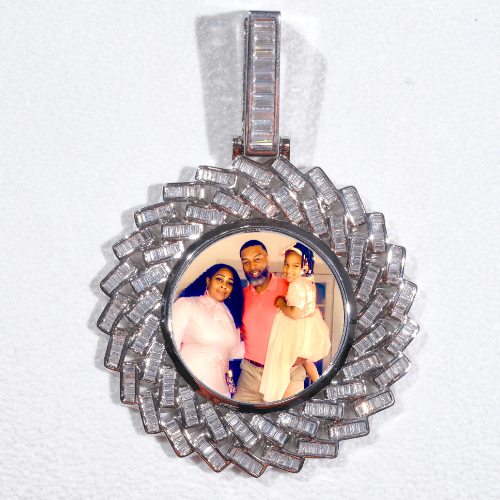 Large 3D Baguette Custom Picture Pendant
