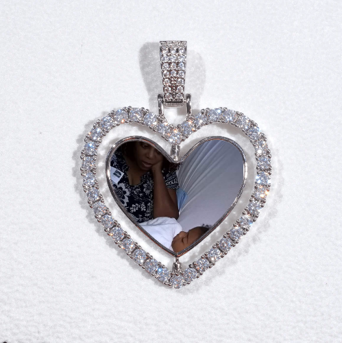 3D Spinning 2-Faced Heart Custom Picture Pendant