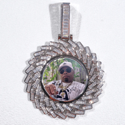 Large 3D Baguette Custom Picture Pendant