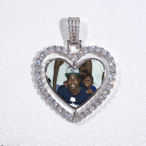 3D Spinning 2-Faced Heart Custom Picture Pendant