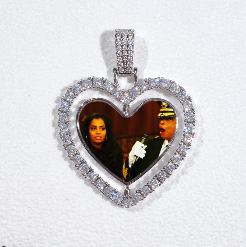 3D Spinning 2-Faced Heart Custom Picture Pendant