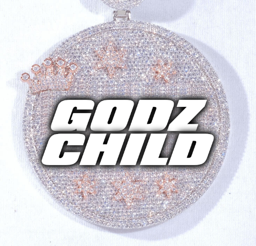 CUSTOM LETTER NECKLACE 3D BIG CROWN DISC
