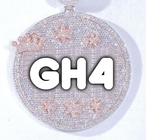 CUSTOM LETTER NECKLACE 3D BIG CROWN DISC