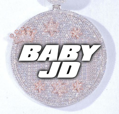 CUSTOM LETTER NECKLACE 3D BIG CROWN DISC